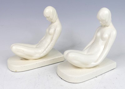Lot 36 - A pair of Wedgwood 'Moonstone' crackle-glazed...