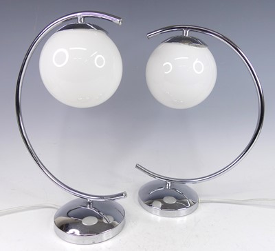 Lot 199 - A pair of contemporary chromed metal table...