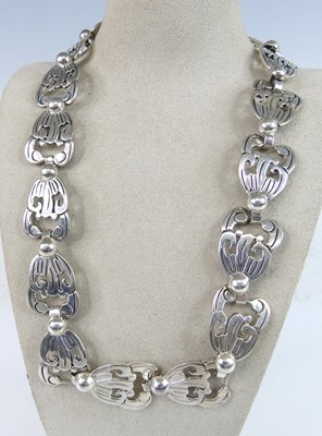 Lot 149 - Two Mexican sterling silver linked necklaces,...