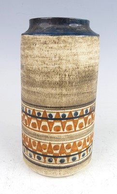 Lot 61 - A 1970s Troika pottery vase, of cylindrical...