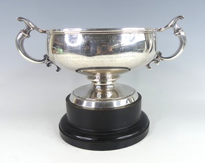 Lot 2136 - A George V silver twin handled trophy cup, the...