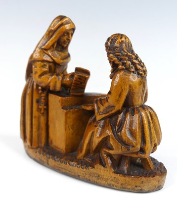Lot 2265 - An 18th century boxwood carving group, carved...