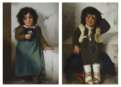Lot 2045 - A pair of Berlin KPM style painted porcelain...