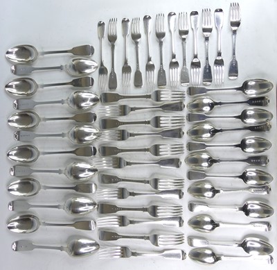 Lot 2125 - A Victorian silver 12-place setting cutlery...
