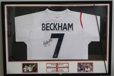 Lot 1134 - David Beckham, a signed shirt presentation,...