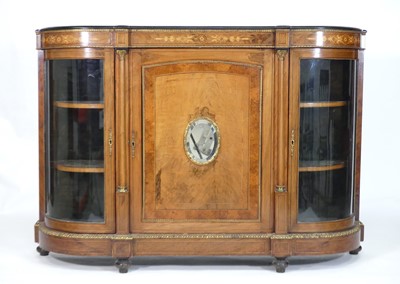 Lot 2465 - A Victorian walnut and inlaid credenza, having...