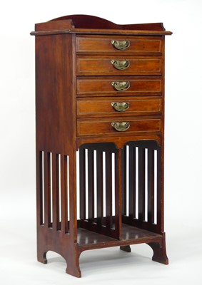 Lot 394 - An Arts & Crafts walnut and inlaid music...