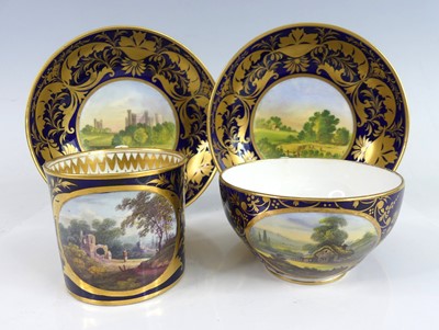 Lot 2039 - A circa 1800 Crown Derby porcelain quartet,...