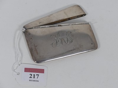Lot 217 - An Edwardian silver card case, of plain...