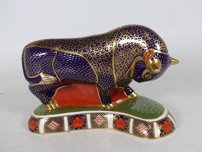 Lot 140 - A Royal Crown Derby paperweight 'Grecian Bull',...