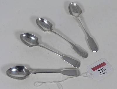 Lot 218 - A set of four Edwardian silver teaspoons, in...