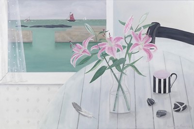 Lot 375 - Gemma Pearce (b.1972) - Vase of lillies and a...