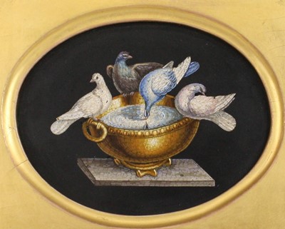 Lot 2297 - An Italian micromosaic plaque of the Doves of...