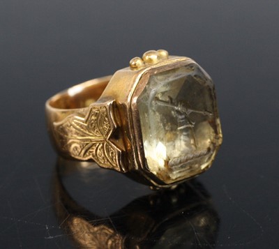 Lot 2196 - A Victorian 18ct gold and yellow quartz set...