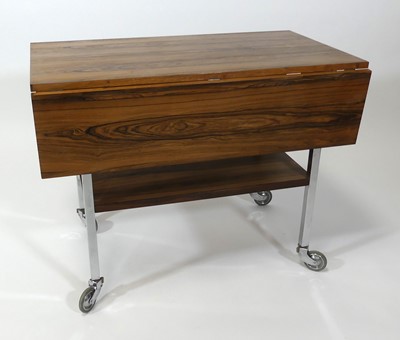 Lot 413 - A 1970s Indian rosewood and chrome drop-flap...