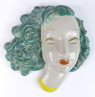 Lot 34 - A 1930s Goldscheider painted terracotta wall...