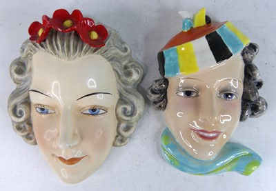 Lot 27 - Two 1930s Goebel pottery wall masks, each...