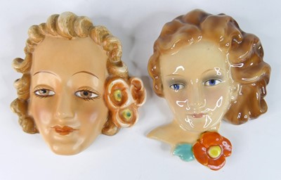 Lot 26 - Two small 1930s Goebel wall masks, one...