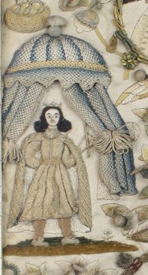 Lot 2300 - A late 17th century stumpwork embroidered...