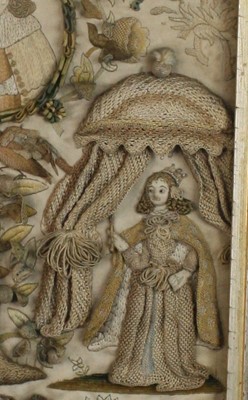 Lot 2300 - A late 17th century stumpwork embroidered...