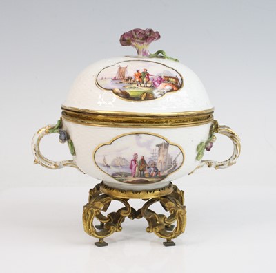 Lot 2033 - A 19th century continental porcelain twin...