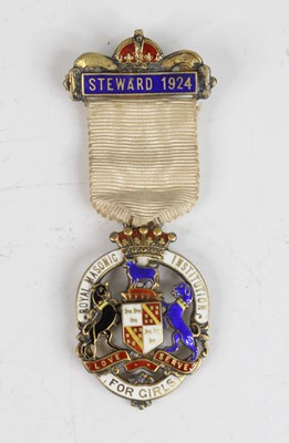 Lot 2203 - A collection of silver and enamel Masonic...