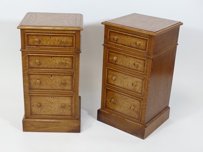 Lot 2461 - A pair of burr oak and rosewood crossbanded...