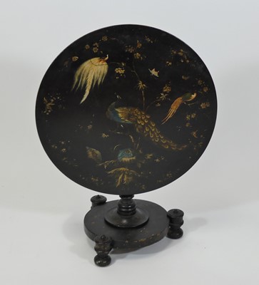 Lot 2411 - A Victorian papier-mache pedestal tripod table...