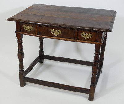 Lot 2428 - A William & Mary period joined oak side table,...