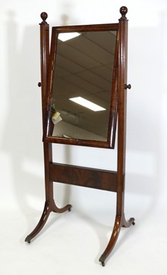 Lot 2447 - A Regency mahogany cheval mirror, the...