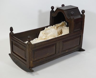 Lot 2399 - An antique joined oak crib, late 17th century...