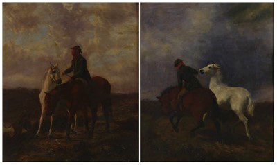 Lot 2368 - J.W. Hillyard (19th century) - Pair; Horseman...