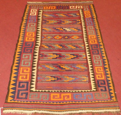 Lot 742 - An Anotolian Kilim multi colour ground woollen...