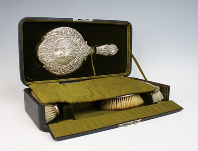 Lot 2110 - A cased Edwardian silver-backed 6-piece...