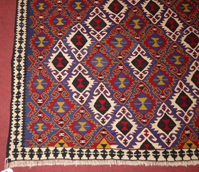 Lot 1151 - A Van Kurdish Kilim blue, red and cream ground...