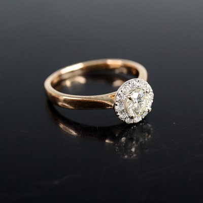 Lot 2002 - A rose and white metal diamond circular...