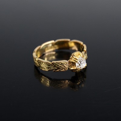 Lot 2005 - A 19th century yellow metal diamond solitaire...