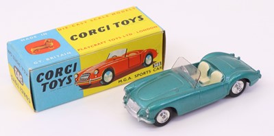 Lot 828 - Corgi Toys No. 302 MGA Sports Car, metallic...