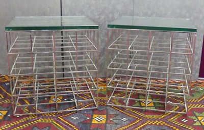 Lot 448 - A pair of contemporary wired chrome and heavy...