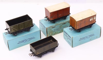 Lot 404 - Four Hornby Dublo pre-war wagons to include a...