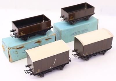 Lot 416 - Four pre-war Hornby Dublo wagons to include...