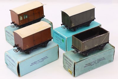 Lot 407 - Four Hornby Dublo pre-war wagons, to include a...