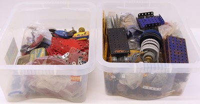 Lot 451 - Two boxes of mixed playworn Meccano,...