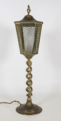 Lot 9 - An early 20th century brass table lamp in the...