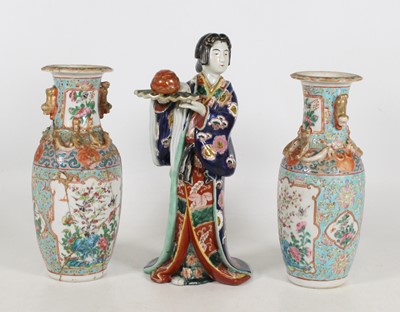 Lot 13 - A pair of Chinese Canton porcelain vases,...