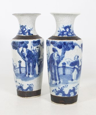 Lot 23 - A pair of Chinese Nanking style crackle glazed...