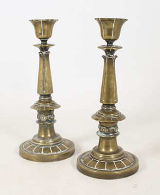 Lot 34 - A pair of 19th century French brass table...