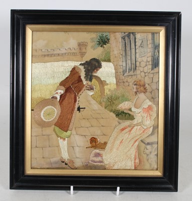 Lot 35 - A 19th century French silkwork picture,...