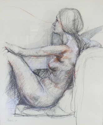 Lot 1010 - Colin Dales - Female nude, coloured chalks...