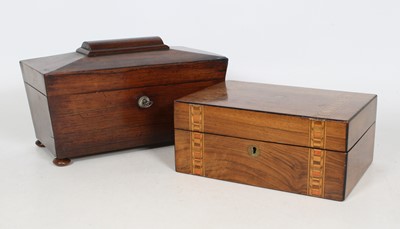 Lot 42 - A Regency rosewood tea caddy of sarcophagus...